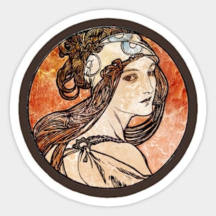 Pretty Art Nouveau Girl Sticker